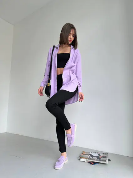 Лоферы женские замшевые лилового цвета на низком ходу фото 5 — интернет-магазин Tapok