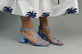 Босоножки женские кожаные голубого цвета на каблуке Фото 23