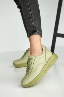 Жіночі кросівки шкіряні весна/осінь зелені Leader Style 3464
