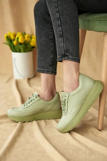 Жіночі кросівки шкіряні весна/осінь зелені Leader Style 3464 фото 3 — інтернет-магазин Tapok