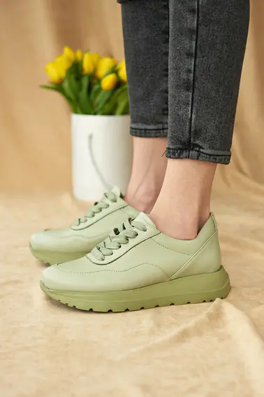 Жіночі кросівки шкіряні весна/осінь зелені Leader Style 3464 фото 4 — інтернет-магазин Tapok