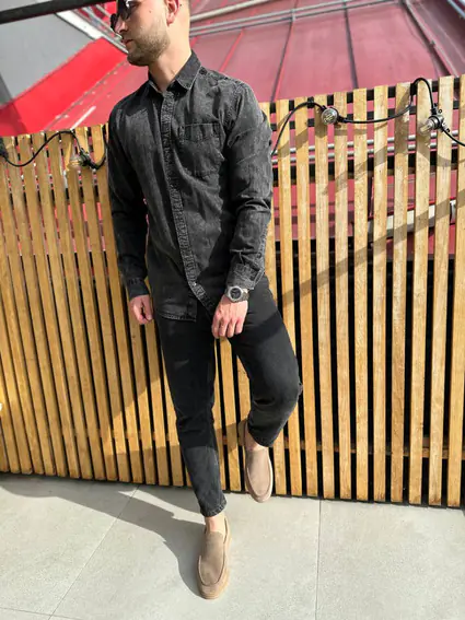 Лоферы мужские замшевые бежевого цвета фото 5 — интернет-магазин Tapok