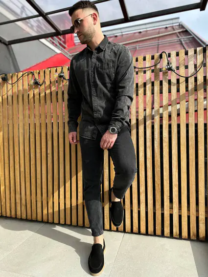 Лоферы мужские замшевые черного цвета фото 5 — интернет-магазин Tapok