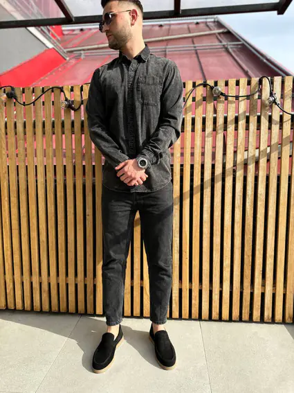 Лоферы мужские замшевые черного цвета фото 6 — интернет-магазин Tapok