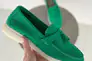 Лоферы женские замшевые зеленого цвета на низком ходу Фото 15