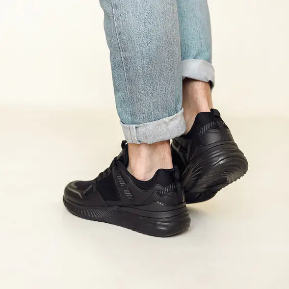 Кросівки чоловічі шкіряні  582652 Чорні фото 4 — інтернет-магазин Tapok