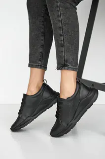 Жіночі кросівки шкіряні літні чорні Yuves 181
