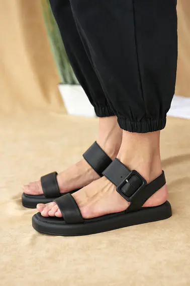 Жіночі босоніжки шкіряні літні чорні Teona 286 фото 7 — інтернет-магазин Tapok