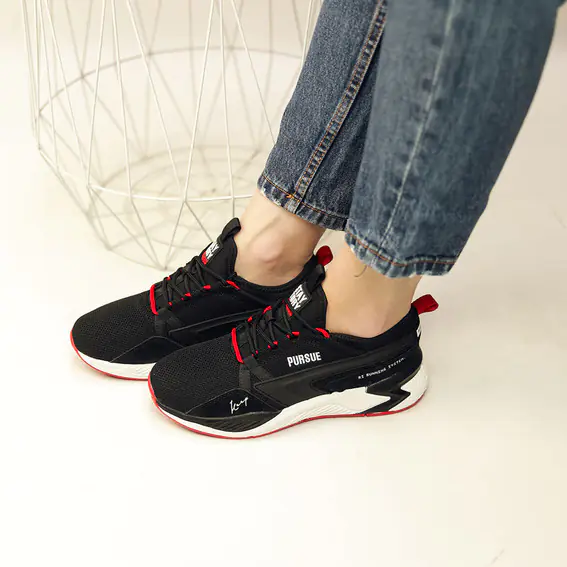 Кросівки жіночі  582827 Чорні червоні фото 4 — інтернет-магазин Tapok