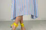 Босоніжки жіночі шкіряні блакитні з жовтими вставками на зав&#39;язках Фото 4