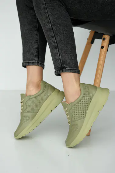 Жіночі кросівки шкіряні літні зелені Yuves 192 фото 1 — інтернет-магазин Tapok