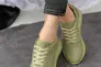 Женские кроссовки кожаные летние зеленые Yuves 192 Перфорация Фото 2