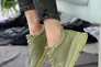 Женские кроссовки кожаные летние зеленые Yuves 192 Перфорация Фото 3