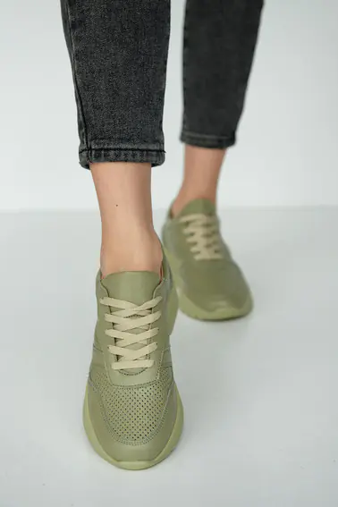 Жіночі кросівки шкіряні літні зелені Yuves 192 фото 7 — інтернет-магазин Tapok