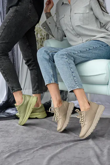 Жіночі кросівки шкіряні літні зелені Yuves 192 фото 11 — інтернет-магазин Tapok