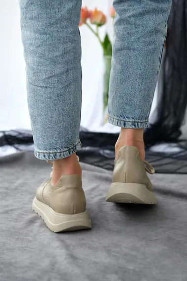 Жіночі кросівки шкіряні літні бежеві Leader Style 3531 фото 8 — інтернет-магазин Tapok