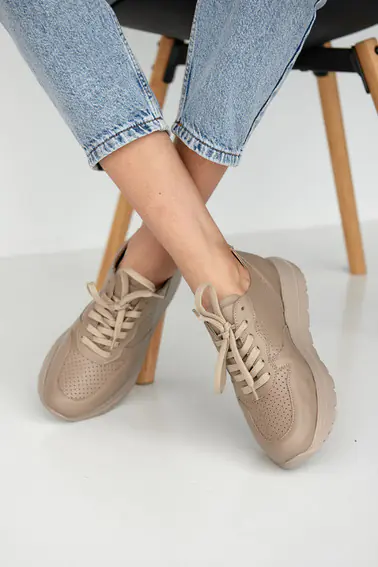 Жіночі кросівки шкіряні літні бежеві Leader Style 3531 фото 10 — інтернет-магазин Tapok