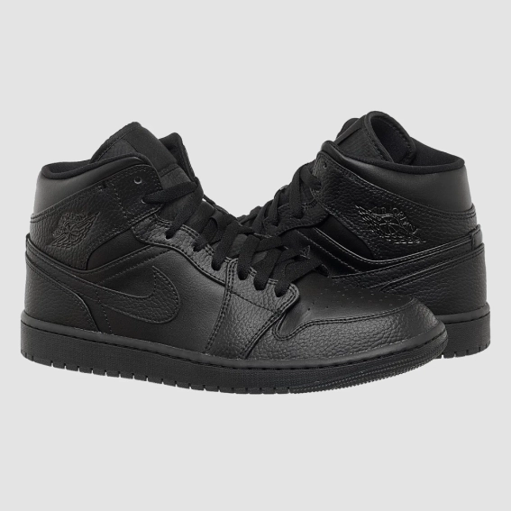 Кросівки чоловічі Jordan 1 Mid Triple Black (554724-091) фото 7 — інтернет-магазин Tapok