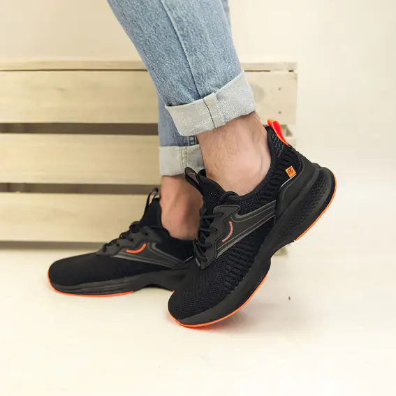 Кросівки чоловічі  582929 Чорні помаранчеві фото 4 — інтернет-магазин Tapok