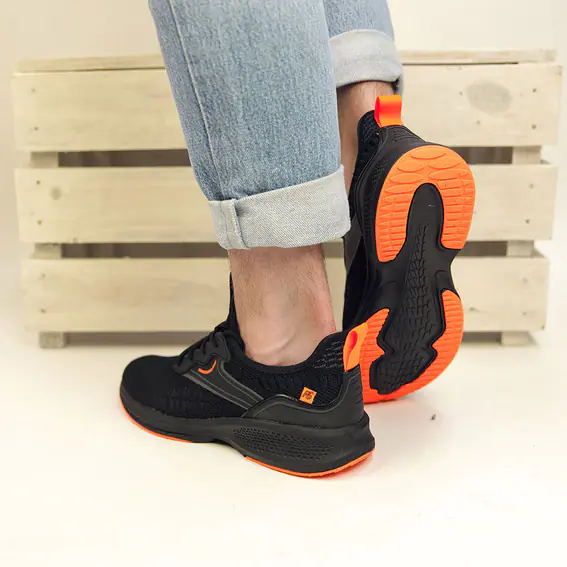 Кросівки чоловічі  582929 Чорні помаранчеві фото 7 — інтернет-магазин Tapok