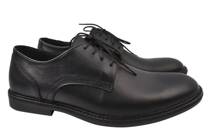 Туфли мужские из натуральной кожи на низком ходу на шнуровке цвет Черный Van Kristi 58-9/21DTC фото 1 — интернет-магазин Tapok