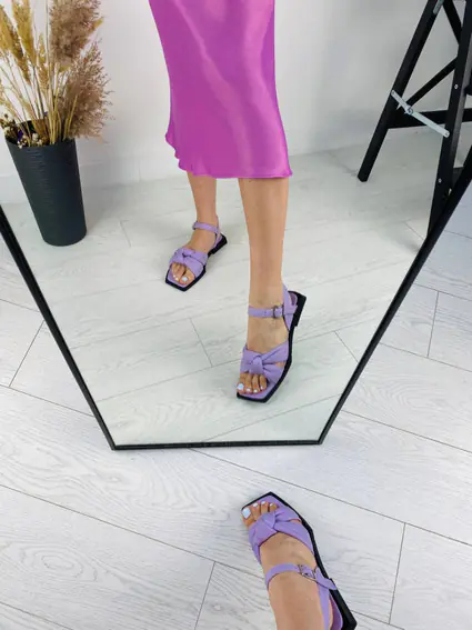 Босоножки женские кожаные лиловые фото 6 — интернет-магазин Tapok