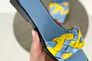 Шлепанцы женские кожаные голубого цвета с желтыми вставками Фото 9