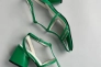 Босоножки женские кожаные зеленого цвета на каблуке Фото 37