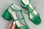 Босоножки женские кожаные зеленого цвета на каблуке Фото 39
