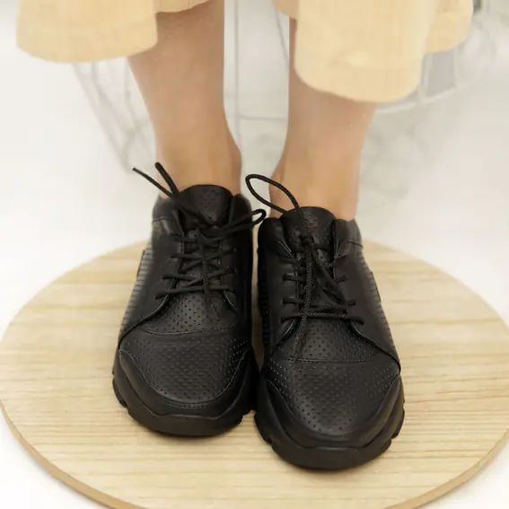 Кросівки жіночі шкіряні  582561 Чорні фото 4 — інтернет-магазин Tapok