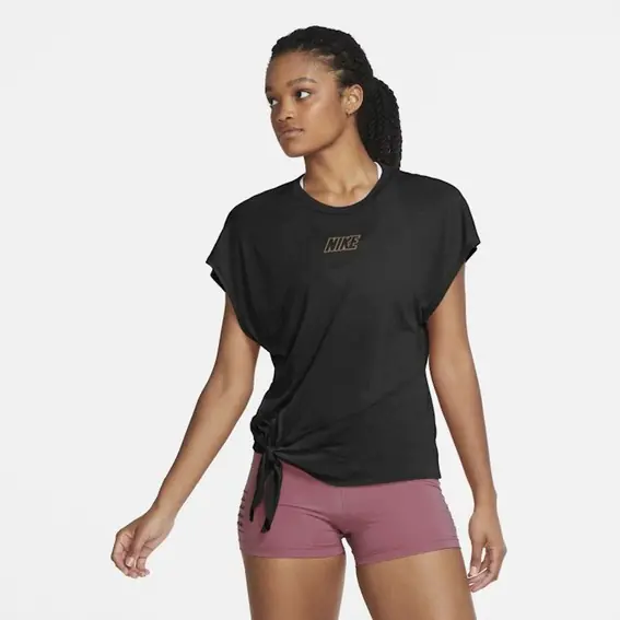 Жіноча футболка NIKE W NK DRY SS TOP TIE PP5 CB CU5025-010 фото 1 — інтернет-магазин Tapok