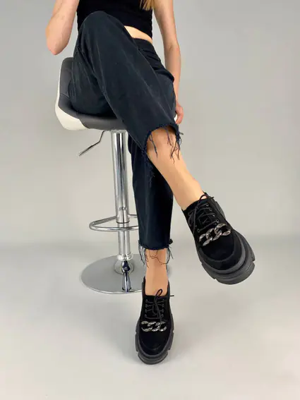 Туфли женские замшевые черные на шнуровке фото 5 — интернет-магазин Tapok