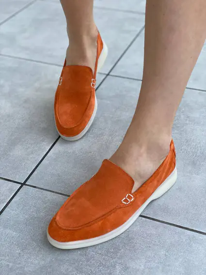 Лофери жіночі замшеві оранжеві фото 1 — інтернет-магазин Tapok
