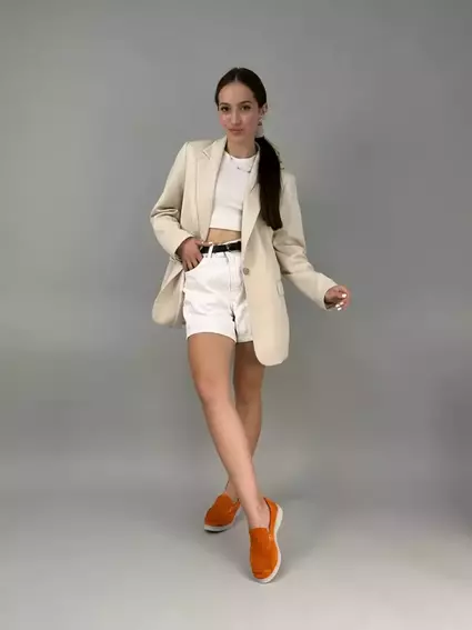 Лоферы женские замшевые оранжевые фото 15 — интернет-магазин Tapok