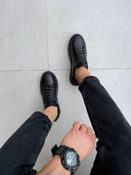Кеды мужские кожаные черные на черной подошве фото 10 — интернет-магазин Tapok