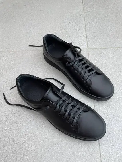 Кеды мужские кожаные черного цвета на черной подошве фото 11 — интернет-магазин Tapok