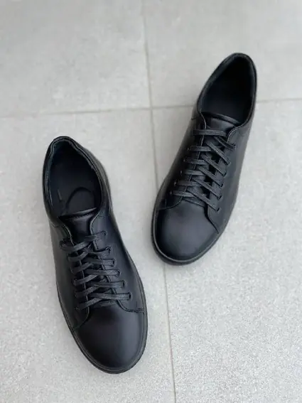Кеды мужские кожаные черного цвета на черной подошве фото 12 — интернет-магазин Tapok