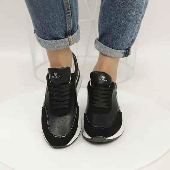 Кросівки жіночі шкіряні 4S 584015 Чорні фото 3 — інтернет-магазин Tapok