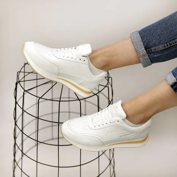 Кросівки жіночі шкіряні 4S 584016 Білі фото 4 — інтернет-магазин Tapok