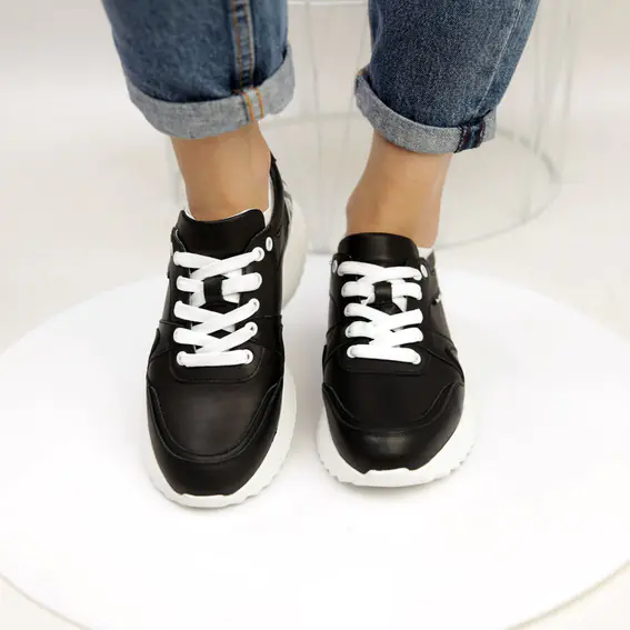 Кросівки жіночі шкіряні  583998 Чорні фото 3 — інтернет-магазин Tapok