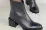 Ботинки женские кожаные черные на небольшом каблуке демисезонные Фото 1