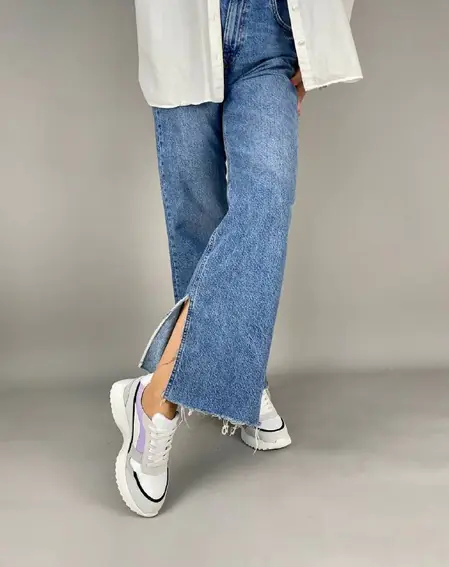 Кроссовки женские кожаные белого цвета с цветными вставками фото 4 — интернет-магазин Tapok