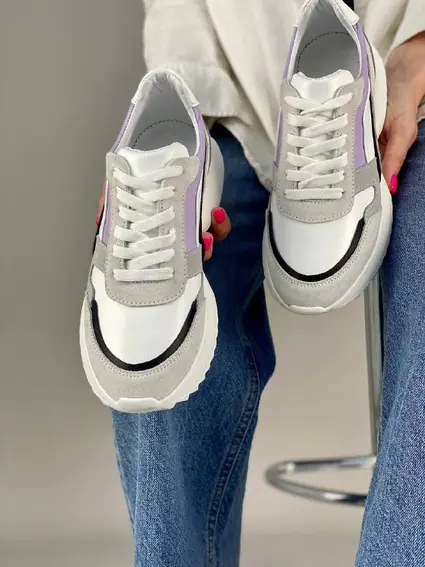 Кросівки жіночі шкіряні білого кольору з кольоровими вставками фото 13 — інтернет-магазин Tapok