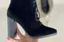 Ботильоны женские замшевые черного цвета на каблуке со шнуровкой демисезонные Фото 8