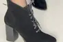 Ботильоны женские замшевые черные на каблуке со шнуровкой демисезонные Фото 1