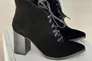 Ботильоны женские замшевые черные на каблуке со шнуровкой демисезонные Фото 7
