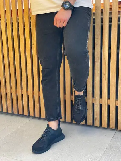 Кроссовки мужские кожаные черные с вставками нубука и текстиля фото 6 — интернет-магазин Tapok