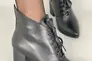 Ботильоны женские кожаные черные на каблуке со шнуровкой демисезонные Фото 1