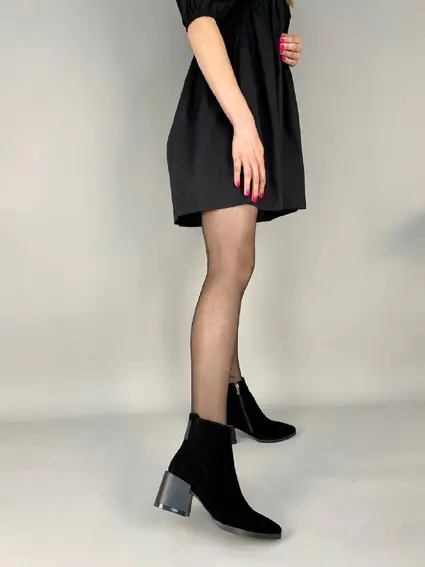 Ботинки женские замшевые черные на каблуке демисезонные фото 2 — интернет-магазин Tapok