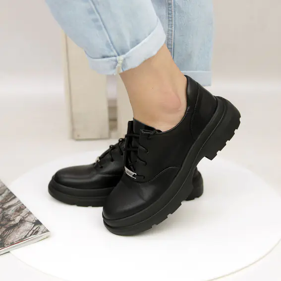 Туфлі жіночі шкіряні  583749 Чорні фото 3 — інтернет-магазин Tapok